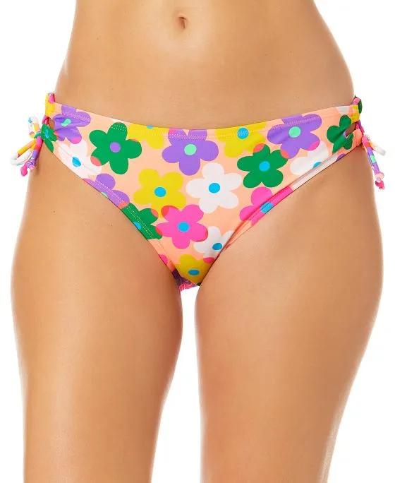 Juniors' Pressed Floral Lace-Up Hipster Bikini Bottoms, Created for Macy's 