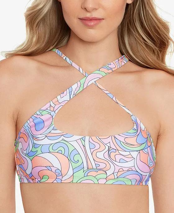 Juniors' Printed Crisscross-Strap Bikini Top, Created for Macy's