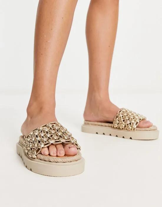 Jupiter woven espadrille in gold