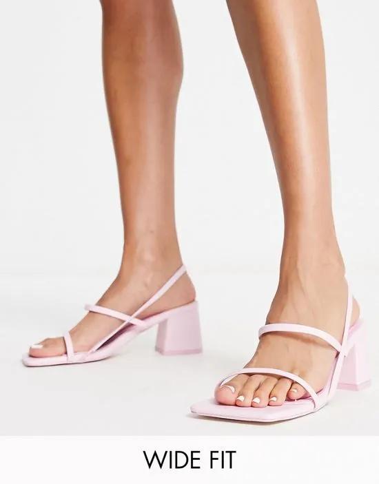 Just Realise strappy mid heel sandals in pink pu
