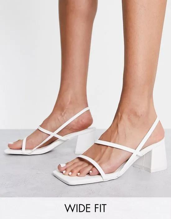 Just Realise strappy mid heel sandals in white pu