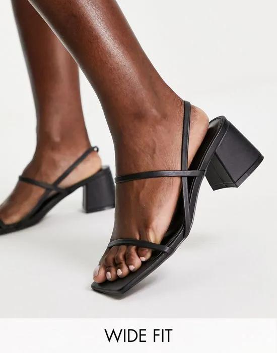 Just Realize strappy mid heel sandals in black pu