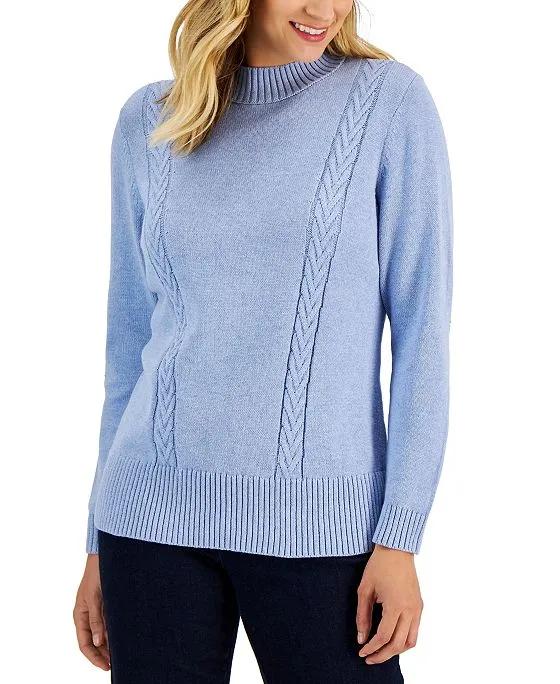 Karen Scott Women's Cotton Cable-Knit Sweater, Created for Macy's