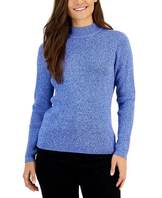 Karen Scott Women's Ribbed Mock-Neck Sweater, Created for Macy's