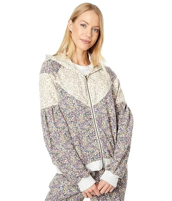 Karly French Terry Floral Zip-Up Hoodie