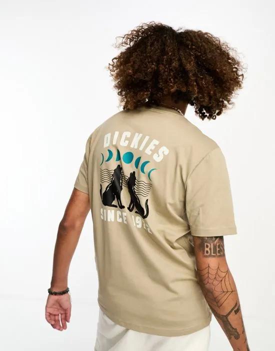 Kerby wolf back print T-shirt in beige