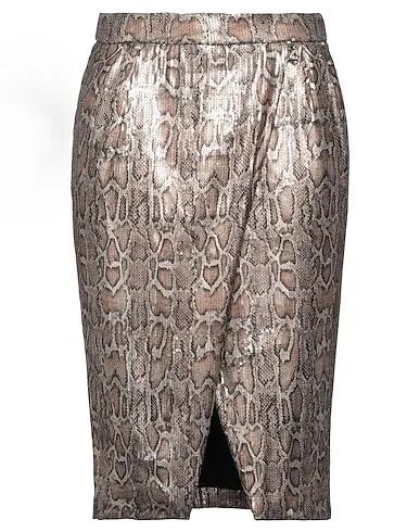 Khaki Brocade Midi skirt