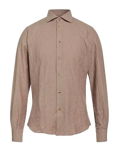 Khaki Cotton twill Solid color shirt