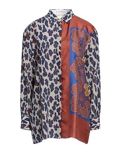 Khaki Crêpe Patterned shirts & blouses