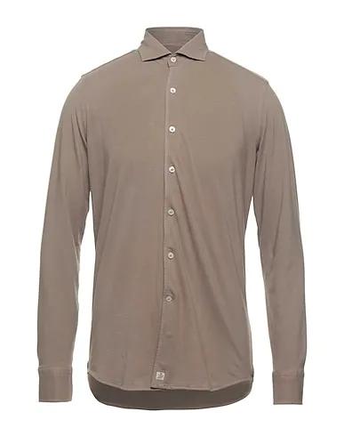 Khaki Jersey Solid color shirt