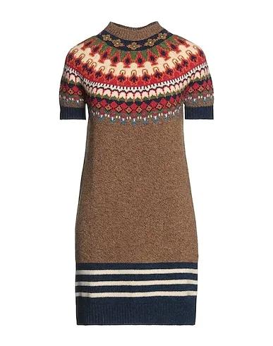 Khaki Knitted Short dress