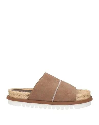 Khaki Leather Espadrilles