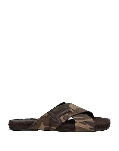 Khaki Leather Sandals