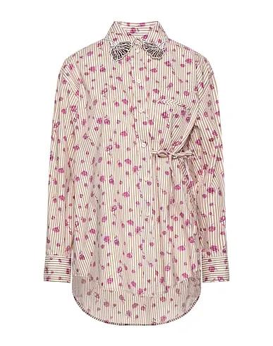 Khaki Plain weave Floral shirts & blouses