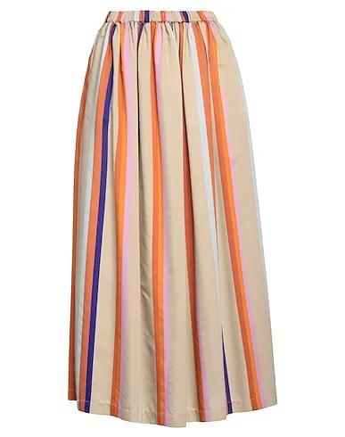 Khaki Plain weave Maxi Skirts