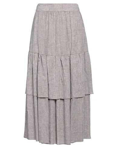 Khaki Plain weave Maxi Skirts