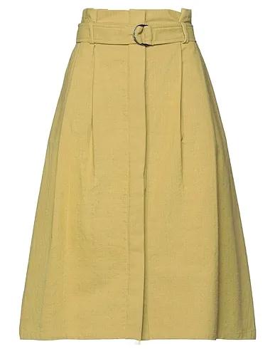 Khaki Plain weave Midi skirt