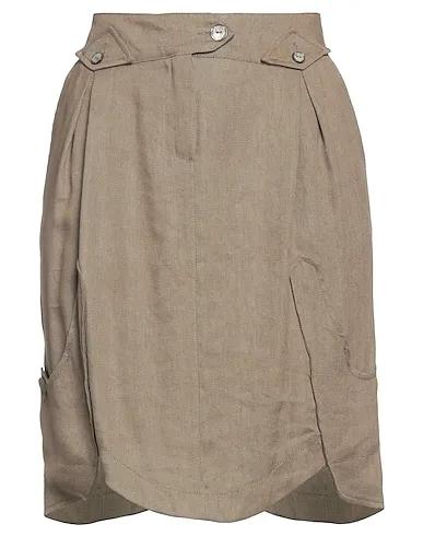 Khaki Plain weave Mini skirt