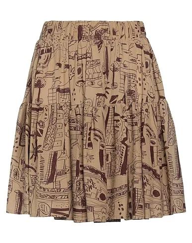 Khaki Plain weave Mini skirt