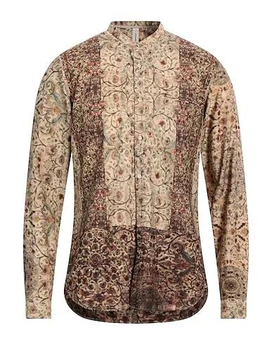 Khaki Plain weave Patterned shirt