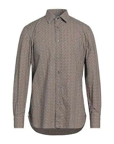 Khaki Plain weave Patterned shirt