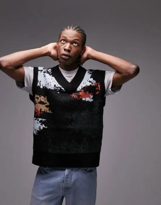 knit camo color tank in multi