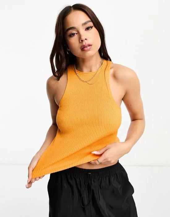 knitted racer tank top in orange