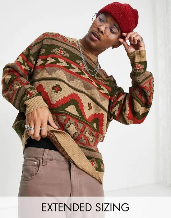 knitted sweater with aztec pattern