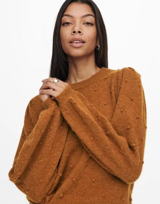 knitted sweater with bobble detail in rust