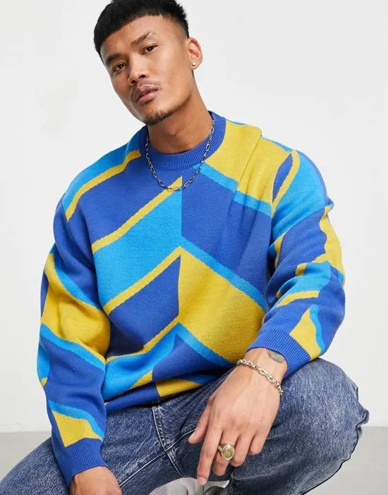 knitted sweater with spliced stripes