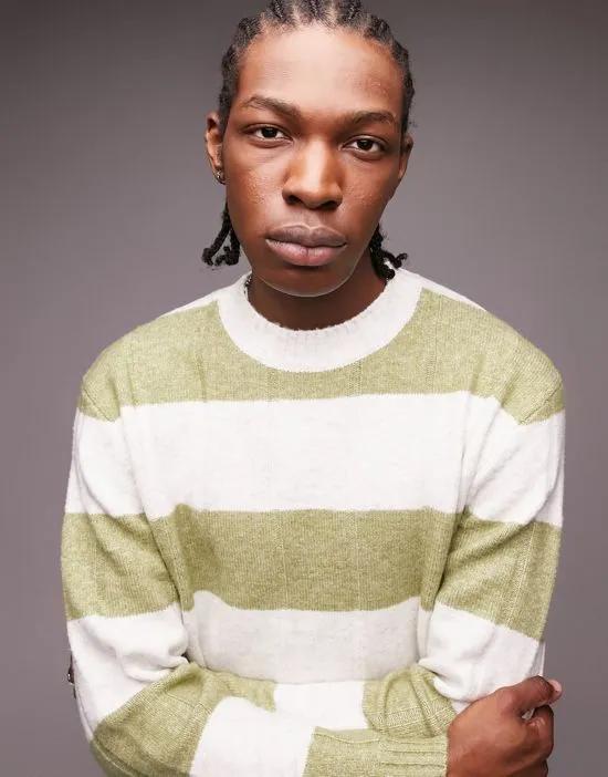 knitted sweater with stripe in green