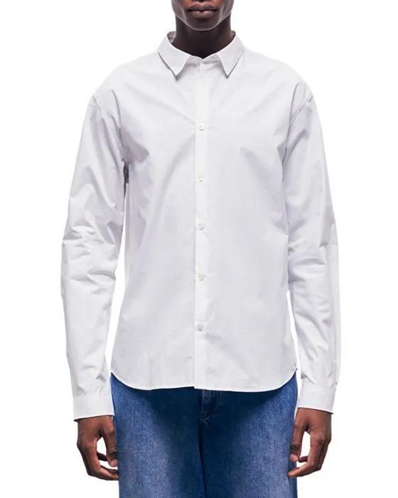Knot Cotton Poplin Solid Straight Fit Button Down Shirt 