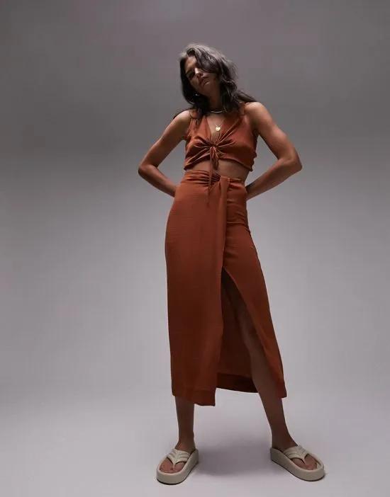 knot midi skirt in rust - part of a set