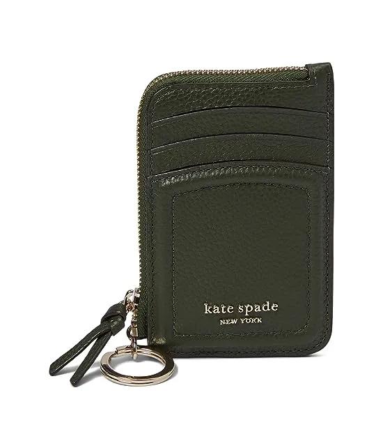 Knott Pebbled Leather Zip Card Holder