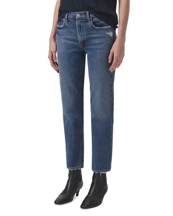 Kye High Rise Ankle Straight Jeans in Notion
