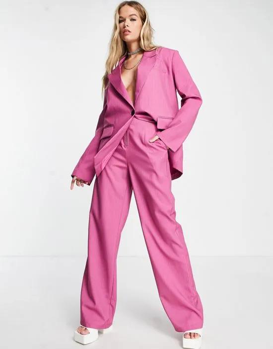 Kyo oversized wide leg tailored pants in pink pinstripe - part of a set
