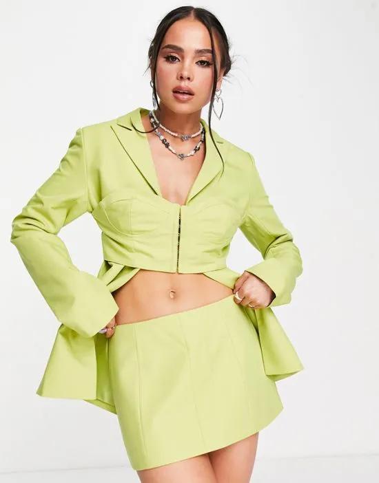Kyo The Brand corset low waist mini skirt in lime - part of a set