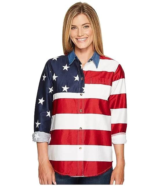 L/S Stars and Stripes Pieced Flag