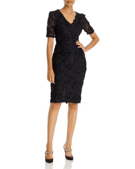 Lace Appliqué Short Sleeve Dress - 100% Exclusive