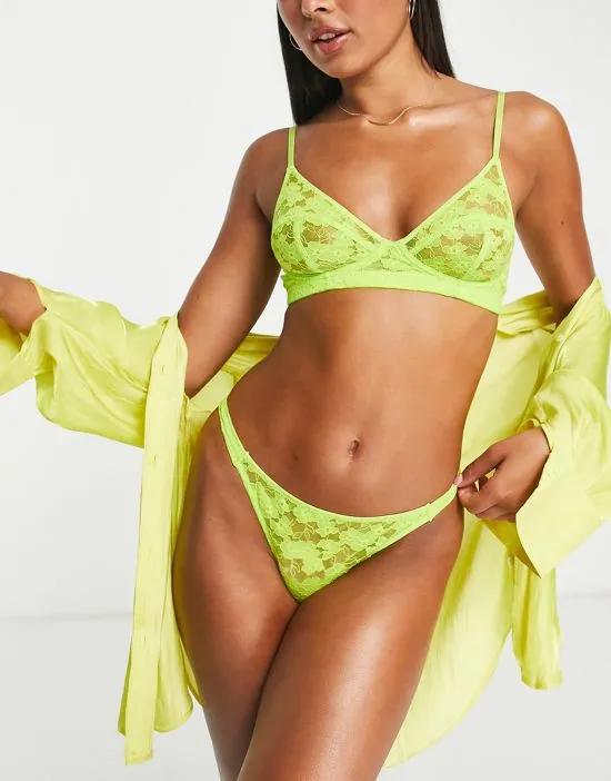 lace thong in lime