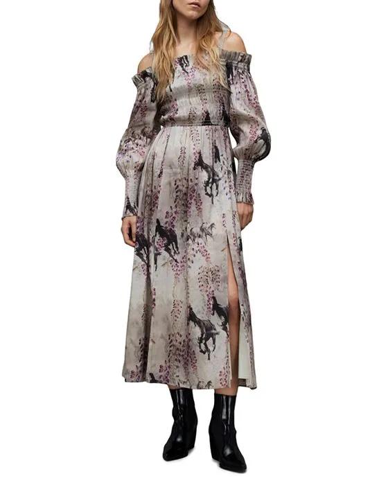 Lary Dionne Linen Silk Printed Dress