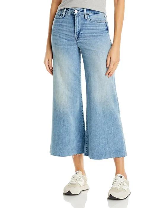 Le Palazzo High Rise Cropped Wide Leg Jeans in Galeston