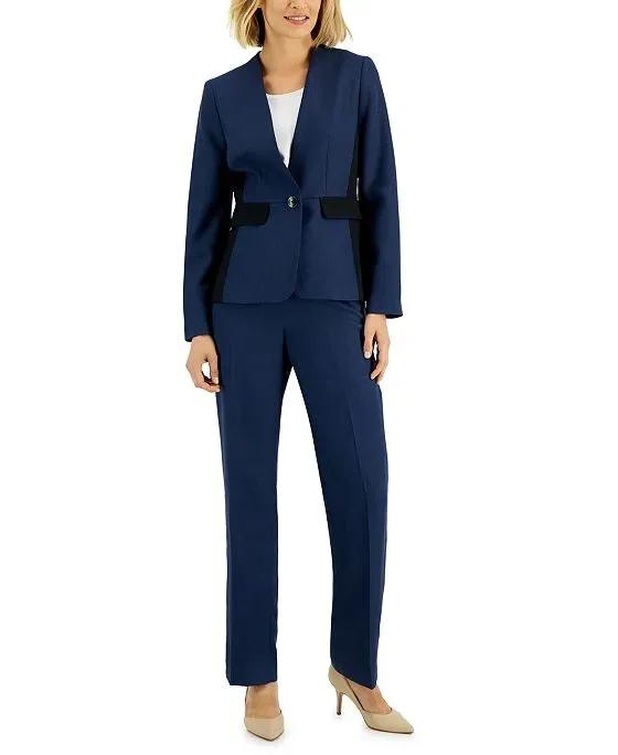 Le Suit Women's Collarless Pantsuit, Regular & Petite Sizes