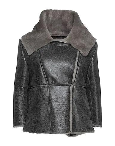 Lead Leather Double breasted pea coat