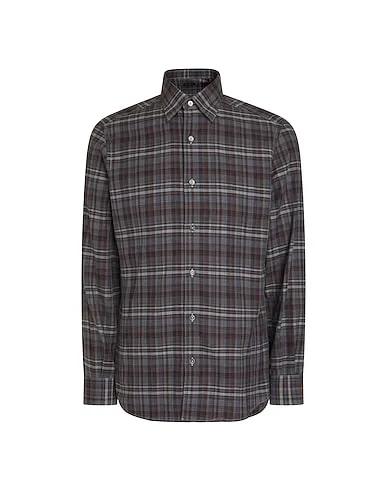 Lead Plain weave Checked shirt