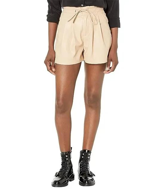 Leather High-Rise Shorts in Deep Energy