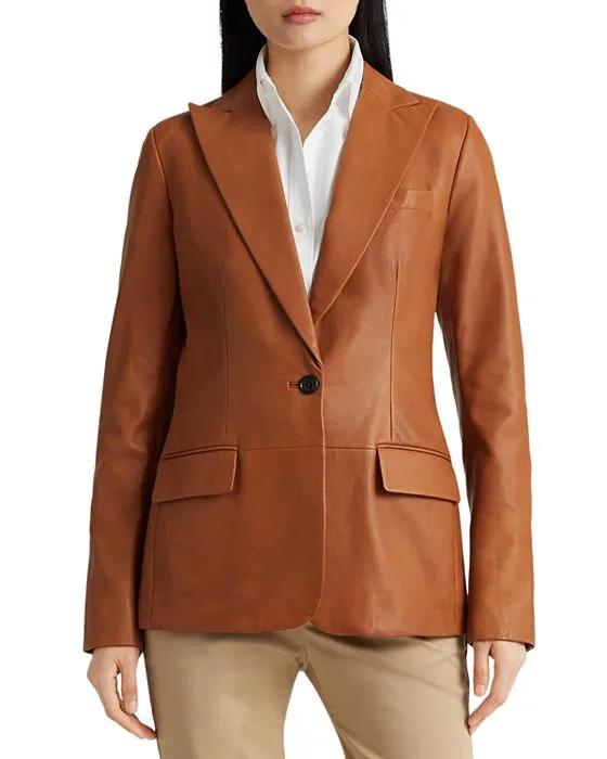 Leather Peak Lapel Blazer