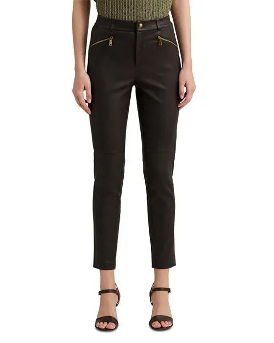 Leather Skinny Ankle Pants