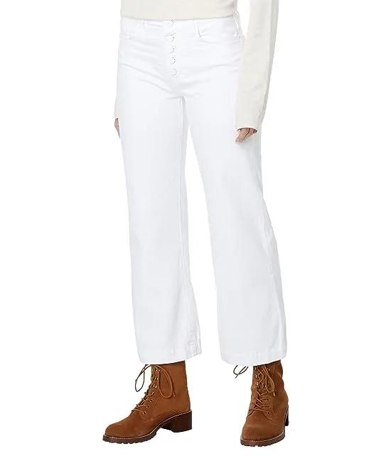 Leenah Ankle Exposed Button Fly in Crisp White