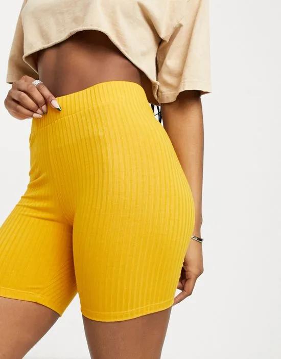 legging shorts set in mustard